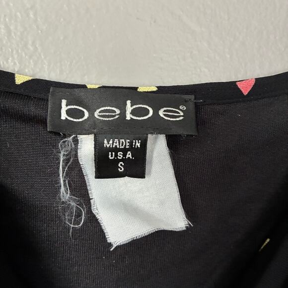 VINTAGE BEBE Slip Dress Cowl Neck 90s Y2K black Print tie waist size S - Picture 7 of 9